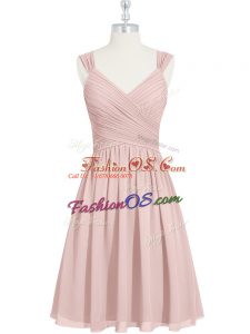 Straps Sleeveless Chiffon Prom Dress Ruching Lace Up