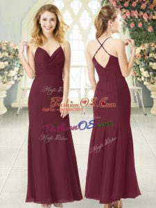 Sleeveless Zipper Floor Length Ruching Homecoming Dress