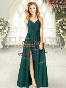Beauteous Chiffon Sleeveless Floor Length Homecoming Dress and Ruching