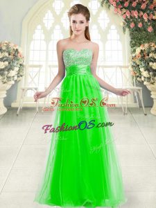 Clearance Beading Homecoming Dress Green Lace Up Sleeveless Floor Length