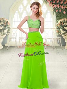 Beading Prom Evening Gown Zipper Sleeveless Floor Length