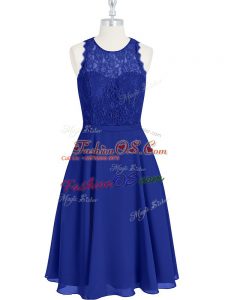 Nice Royal Blue Zipper Prom Party Dress Lace Sleeveless Mini Length