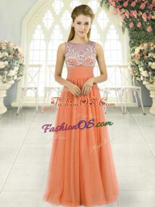 Orange Sleeveless Tulle Backless for Prom and Party and Military Ball