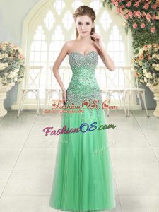 Eye-catching Sleeveless Tulle Floor Length Zipper Prom Evening Gown in with Beading