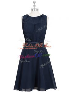 Chiffon Scoop Sleeveless Zipper Ruching and Belt Casual Dresses in Black