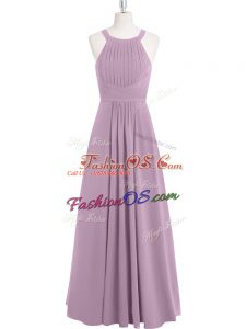 Sleeveless Zipper Floor Length Ruching Evening Dress
