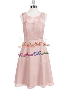 Modern Baby Pink Sleeveless Lace Mini Length Dress for Prom