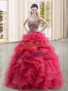 Sleeveless Beading and Ruffles Lace Up Quinceanera Gowns