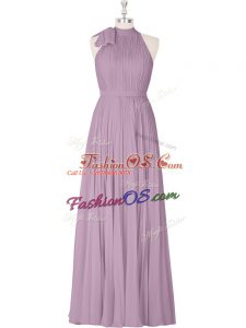 Luxury Purple Zipper Prom Dress Ruching Sleeveless Floor Length