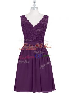Sleeveless Zipper Mini Length Lace Prom Dresses