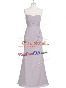 Charming Floor Length Grey Dress for Prom Sweetheart Sleeveless Lace Up