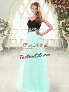 High End Floor Length Empire Sleeveless Apple Green Prom Party Dress Zipper