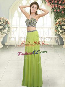 Hot Sale Olive Green Sleeveless Chiffon Backless Dress for Prom for Prom and Party