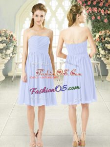Discount Strapless Sleeveless Side Zipper Prom Evening Gown Baby Blue Chiffon