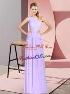 Floor Length Empire Sleeveless Lavender Homecoming Dress Lace Up