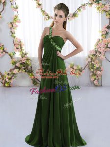 Sleeveless Brush Train Lace Up Beading Quinceanera Court of Honor Dress