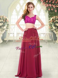 Straps Sleeveless Chiffon Prom Dresses Beading and Lace Zipper