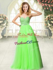 Modern Zipper Dress for Prom Beading and Lace Sleeveless Floor Length