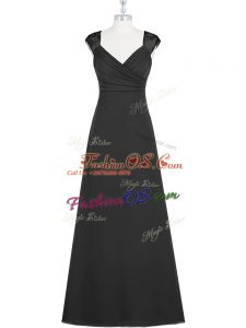 Discount Black Zipper V-neck Sleeveless Floor Length Prom Dress Lace