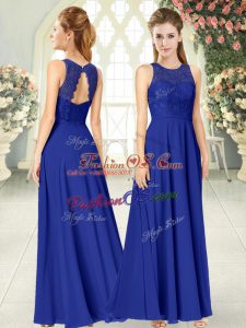 Floor Length Royal Blue Womens Party Dresses Scoop Sleeveless Backless