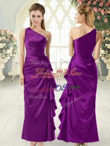 Best One Shoulder Sleeveless Taffeta Prom Dress Ruffles Side Zipper