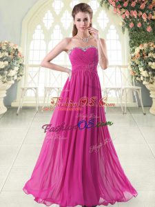 Beautiful Floor Length Fuchsia Prom Gown Sweetheart Sleeveless Zipper