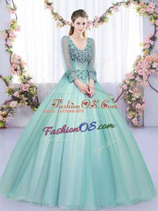 Customized Apple Green Long Sleeves Tulle Lace Up Sweet 16 Quinceanera Dress for Military Ball and Sweet 16 and Quinceanera
