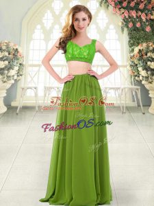 High End Straps Sleeveless Chiffon Casual Dresses Beading and Lace Zipper