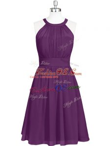 Discount Ruching Purple Zipper Sleeveless Mini Length