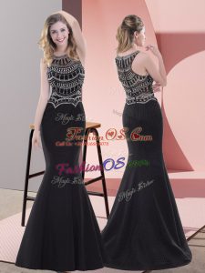Shining Black Prom Party Dress Prom and Party with Beading Scoop Sleeveless Zipper