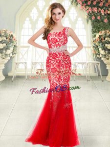 Sleeveless Zipper Floor Length Beading and Lace Evening Dress