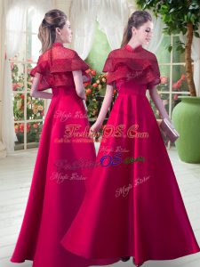 Exquisite Short Sleeves Zipper Floor Length Lace Prom Dress