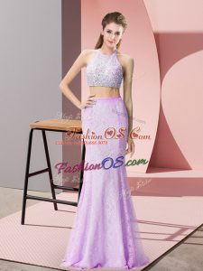 Stunning Sleeveless Beading and Lace Backless Prom Dress