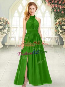 Attractive Ruching Green Zipper Sleeveless Ankle Length