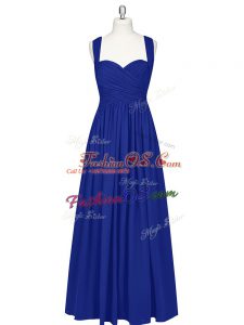Floor Length Royal Blue Evening Dress Straps Sleeveless Zipper
