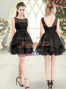Black Prom Dresses Prom and Party with Beading and Lace Scoop Sleeveless Lace Up