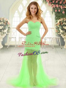 Extravagant Sweetheart Sleeveless Brush Train Zipper Tulle