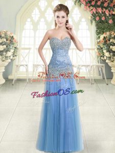Sleeveless Zipper Floor Length Beading Prom Party Dress