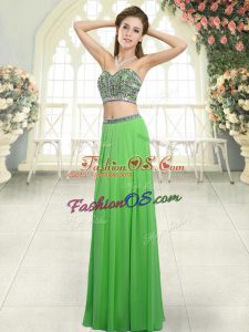 Captivating Sweetheart Sleeveless Backless Green Chiffon