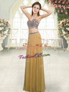 Chiffon Sleeveless Floor Length Custom Made and Beading