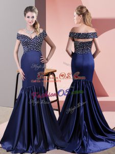 Best Selling Sleeveless Sweep Train Beading Zipper Prom Gown