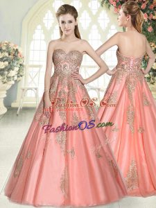 Sweetheart Sleeveless Lace Up Dress for Prom Watermelon Red Tulle