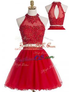 Sleeveless Beading and Appliques Zipper Prom Dress