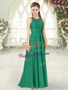 Empire Evening Dress Green Scoop Chiffon Sleeveless Floor Length Backless