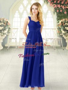 Royal Blue Sleeveless Ankle Length Ruching Zipper