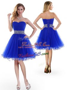 Sweetheart Sleeveless Lace Up Prom Evening Gown Royal Blue Tulle