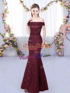 Deluxe Sleeveless Floor Length Bridesmaids Dress and Lace