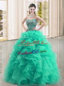 Sleeveless Beading and Ruffles Lace Up Quinceanera Dress