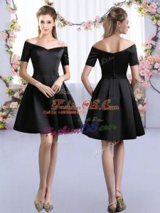 Exceptional Black Zipper Quinceanera Court Dresses Ruching Short Sleeves Mini Length