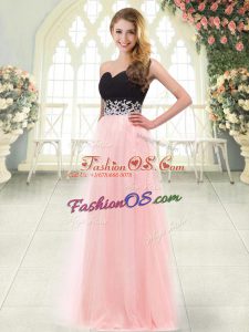 Fancy Sweetheart Sleeveless Zipper Evening Dress Baby Pink Tulle
